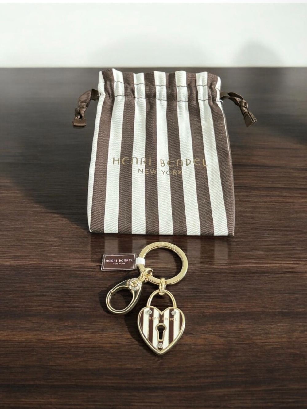 Henri Bendel Gold Heart Lock Bag Charm